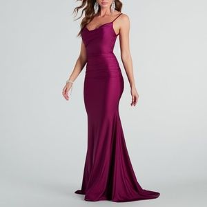 Reagan Formal Satin Low Back Mermaid Dress